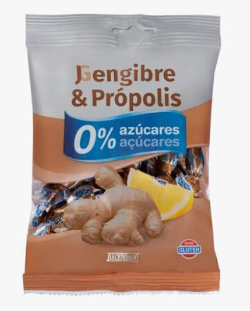 Bonbons au gingembre et à la propolis Hacendado 0% sucres, Sachet de 80g– Lot de 6