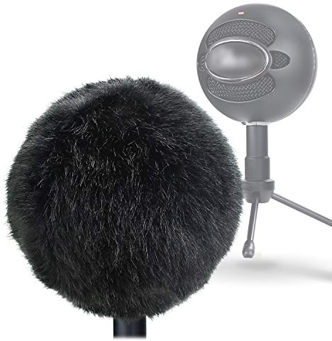 YOUSHARES Furry Windscreen Muff - Customized Pop Filter for Microphone, Windshield Wind Cover for Improve Blue Snowball iCE Mic Audio Quality (Black)