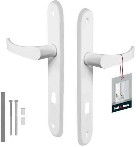 KOTARBAU® Türgriff 72 mm Rechts Links Buntbartschloss Weiß Türgarnitur Türbeschlag Türdrücker Türklinke Drückergarnitur Zimmertür Langschild Alu