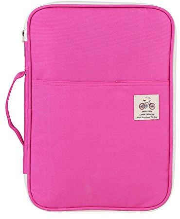 Bolsas Multifuncionales para Documentos,A4 Bolsa Organizadora Multifuncional A4 con Cremallera Organizador de Carpetas Viaje Archivos Carpeta Conferencia Portafolio Mesa Viajes Escuela(Rosa roja)