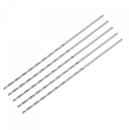 sourcing map 5 Stk. 1mm Mini Mikro Spiralbohrer Hochgeschwindigkeitsstahl geradem Schaft Extra lang Metallbohrer 60mm für Aluminiumlegierung