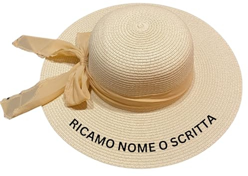 MAYRA Cappello in Paglia Personalizzabile | Cappello Donna da Sole per Estate, Mare | Personalizzato con Ricamo Nome, Iniziali, Scritta | Addio al Nubilato, Sposa, Team Bride