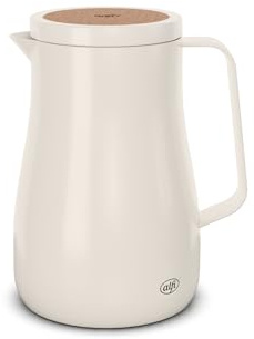 alfi STUDIO TEA Isolierkanne 0,7L weiß, Thermoskanne aus doppelwandigem Edelstahl, hält 12 Stunden warm, 24 Stunden kalt, Drehverschluss, Öffnung groß, Thermoskanne, BPA-frei