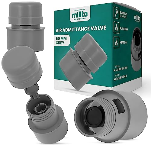 Millto™ Aérateur de tuyau d'eaux usées 50 mm en polypropylène - Valve d'aération - Gris - Système d'évacuation - Système de drainage