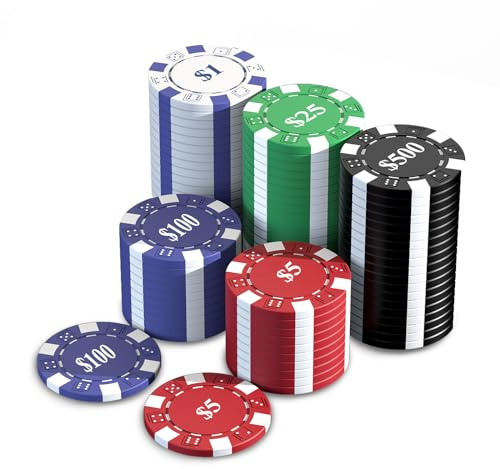 HEITOK Set 100 jetons Poker Numérotés 11.5g Fer Boîte Valeurs Texas Holdem