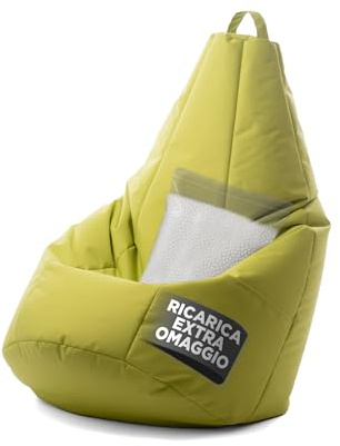 Avalon - Puff Poltrona Sacco Pera Deluxe Grande Sfoderabile, Pouf Sacco di Qualità Sartoriale, Bean Bag per Sedersi Ergonomico, Tessuto Antistrappo Impermeabile, Made in Italy(70x130cm-Verde acido)
