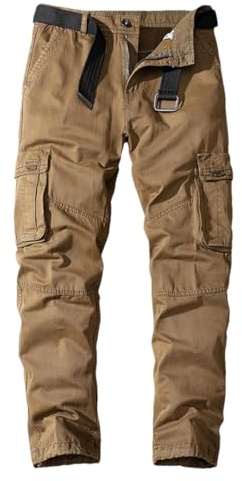 REHJJDFD Pantalones Cargo para Hombre con Múltiples Bolsillos Pantalones Joggers Casuales Masculinos Pantalones Largos para Senderismo al Aire Libre, caqui, XL