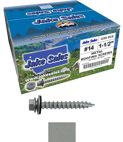 #14 Metal Roofing Screws: (1250) Screws x 1-1/2 Galvanized Hex Head Sheet Metal Roof Screw. Self Starting Metal to Wood Sheet Metal Screws with EPDM Washer. for Corrugated Roofing