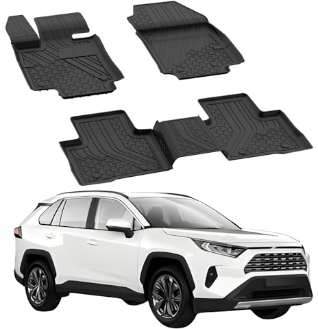 Sahler Golvmattor bilmattor kompatibla med Toyota Rav4 2018-2025 | 4,5D premium TPE gummi halkfria gummimattor vattentät bil bilmatta svart