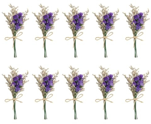 PATIKIL Mini Dried Flower Bouquet, 10 Pcs Forget-me-not Natural Wildflower with Stem Decor Baby's Breath Boho Floral Plant Flower for Crafts DIY Photo Props Gift Wedding Decor, Purple