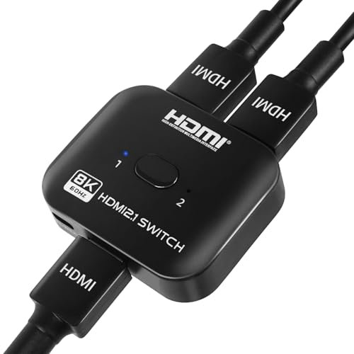HDMI Switch 2 en 1 Out, 4K 120Hz / 8K 60Hz Bidireccional Switcher Splitter, compatible con HDR 3D 1080P