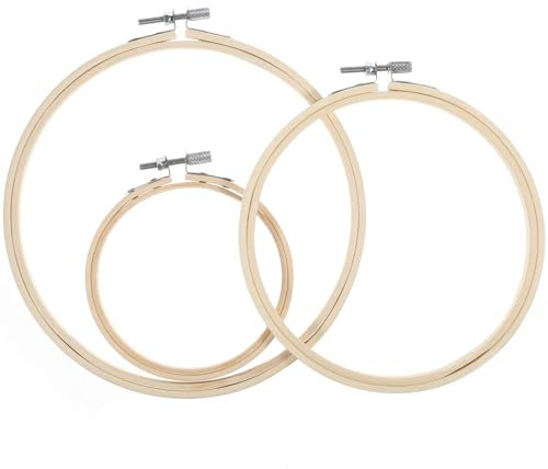 JIYIN 3 Stück Stickrahmen, 10/15/18 cm Runder Bambus Stickrahmen Einstellbar Kreuzstich Ring Kreuzstich Stickrahmen Kreuzstich Hoop Ringe für Kreuzstich Stickerei Kunsthandwerk Nähen