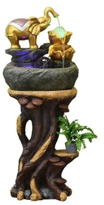 Fontaine à eau Fontaine d'eau intérieure en forme d'éléphant, fontaine de décoration avec boule roulante, ornement décoratif sur pied for la maison, le bureau, la chambre à coucher Fontaine de jardin