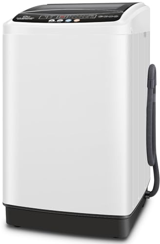 Nictemaw Portable Washing Machine, 20Lbs Capacity Full-Automatic Portable Washer, 2.8Cu.ft Washer and Dryer Combo with Drain Pump, LED Display, 10 Programs & 8 Water Levels, Slow-Close Glass Lid