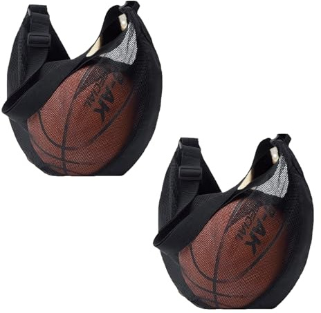 HSYTEK 2 stycken bärbart bollnät 1 boll, bollpåse hög tjocklek grepp, tjockt och stabilt bollnät basket nätväska, mångsidig sport nätväska för basket fotboll volleyboll rugbyboll