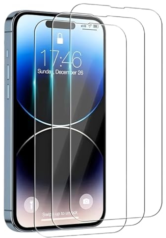 Auisoedy 3-pack pansarskydd i härdat glas för iPhone 14 Pro Max skärmskydd folie repskydd 9H hårdhet HD skärmskydd 6,7 tums mobiltelefon härdat