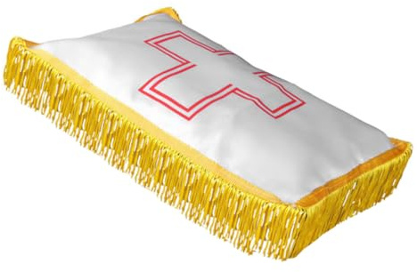 BAZEITFLOW Housse de Couverture pour Urne Funéraire Soie avec Croix Imprimée Tissu Blanc pour Décor Funéraire et Protection Cendres