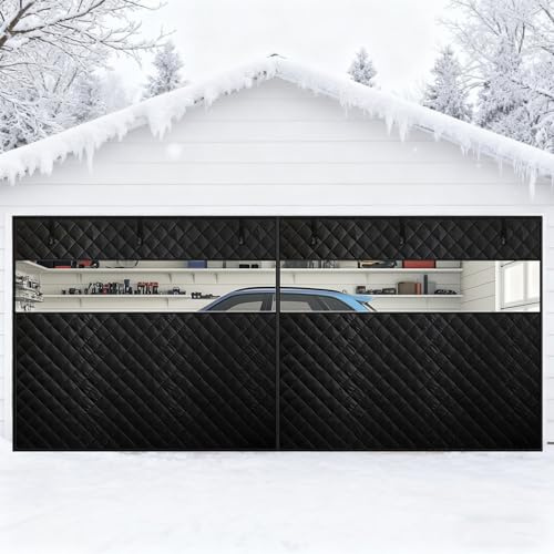 Magnetisk Garageportsnät, Garageportsisoleringskit, Vintervärmeisolerat Gardintäcke för Dörrar, Kraftig Väderbeständig Insynsskydd Med Genomskinligt Fönster(Black,W229xH229CM)