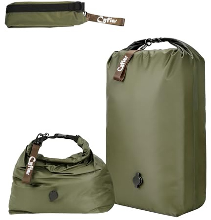 CYFIE bolsas vacio ropa viaje, Verde M, Bolsa Ropa Sucia Viaje, bolsa impermeable piscina, Nailon 70D | TPU | Reutilizable, Ideal Para Nadar, Hacer Ejercicio, Mudanzas