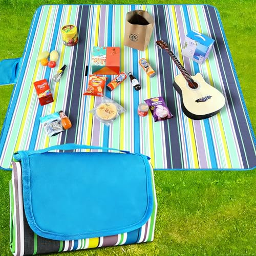 Dubydu Coperta da Picnic Impermeabile 200x150 cm Extra Grande, Telo Picnic Pieghevole con Base PVC Antiscivolo e Antisabbia, Coperta da Spiaggia Lavabile per Campeggio Giardino Parco Festival con Mani