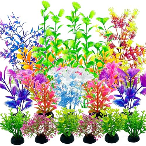 Vibury Plantas artificiales para decoración de acuario, 23 unidades, plantas de plástico para acuario, acuario, acuario, acuario, acuario, acuario, acuario, acuario, accesorios