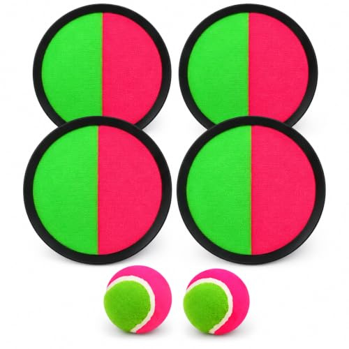 6Pcs Bat and Ball Set, Outdoor Toss and Catch Games, Family Activity Equipment, Beach and Garden Play Set