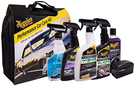 Meguiar's Performance Car Care Care Cleaning Kit - Complete Cleaning Kit with Storage Bag - Wash, Wax, Wheel & Interior Detailing