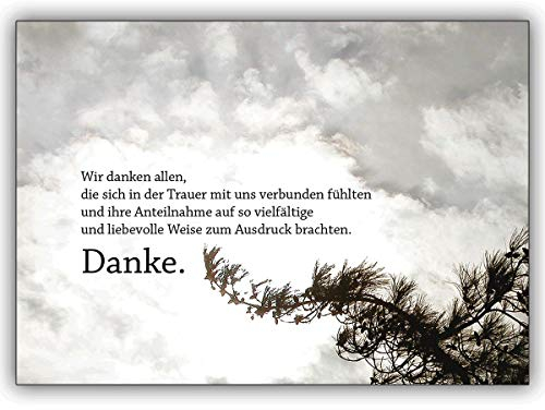 16er Set: Trauer Dankeskarte mit Himmel: Wir danken allen, die sich in der Trauer. • Danksagungs-Trauer-Doppelkarte mit Umschlag als Antwort im Sterbefall, nach Trauerfeier