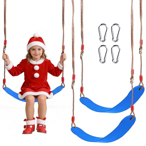REDCAMP 2 Pack Swing Seat for Kids and Adults, Heavy Duty Replacement Swing with Adjustable Ropes, Blue
