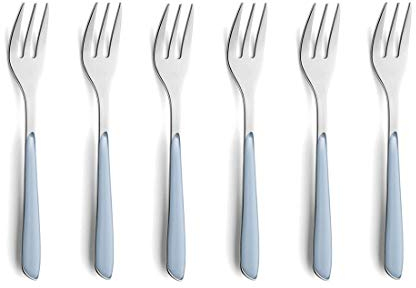 Kuppels 2294SCBS01AN6 Set di forchette da Dolce, Acciaio Inox, Celeste