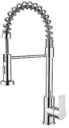 Ibergrif Grifo Cocina Flexible, Grifos Cocina Fregadero Profesional con Ducha de Mano y Caño Flexible, Grifo de Cocina Monomando Extraible, Giratorio de 360°, M22103, Plata