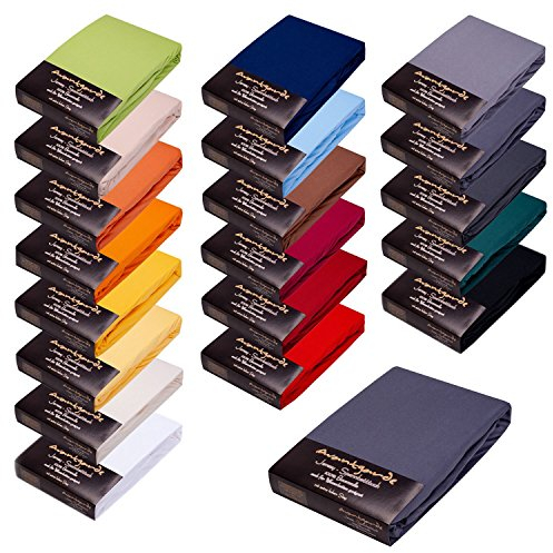 Avantgarde Premium Spannbetttuch 90x200-100x220 - hoher 40cm Steg auch f. Boxspringbett & Wasserbett - Spannbettlaken ca.170g/m² - Bettlaken - 100% Jersey Baumwolle ÖKO-TEX (19 Dunkelgrau)