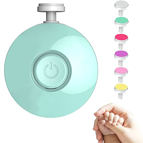 Elektrische Kinder Nagelfeile,Sicherer Kinder Nagelschneider,6 in 1 Elektrische Nagelfeile,Austauschbare Schleifköpfe,gesund und Sicher für Babys,Kleinkind,Neugeborene