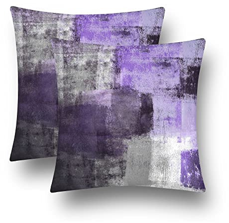 chiinvent Purple Velvet Abstract Pillow Covers Set of 2 Modern Accent Violet Gray Throw Pillow Cover Soft Elegant Decorative Couch Cushion Cover for Bed Living Room Outdoor Sofa Pillowcases 16x16 Inch
