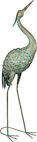 St Helens Home and Garden Metal Elegant Heron Garden Decorative Free Standing Ornament Sculpture 104cm Height For Gardens, Ponds, Paths