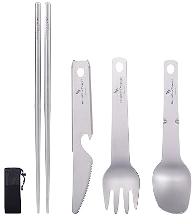 Boundless Voyage Titanium Flatware Outdoor Cutlery Set for Knife, Fork, Spoon, Chopsticks Travel Picnic Tableware Folding Camping Set