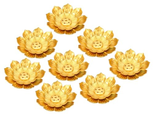 PATIKIL Lotus rökelsehållare, 8-pack rökelsebrännare tallrikshållare legering rökelse basstativ för yoga spa-rum hem, kontor, guldton 5,6 cm