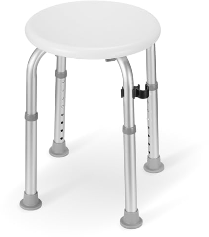 Sedia da bagno regolabile per doccia interna, sgabello da doccia con acciaio inossidabile aggiornato, montaggio senza attrezzi, 8 altezze regolabili per anziani, anziani, incinte (Grigio, 52.5,44,44)