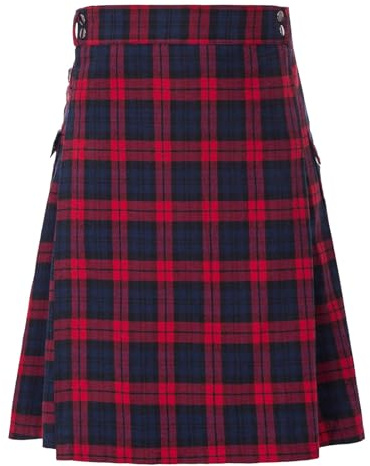 Kilt - Falda escocesa tradicional escocesa para hombre, estilo escocés, utilidad clásica, estilo retro medieval, escocesa, falda plisada, con empalme, minifalda escocesa, rojo, XXL