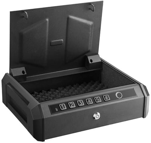 Portable Biometric Gun Safe with Keyboard Lock – Large Capacity Security Box for Cash, Jewelry, Home, Car, Office Safety