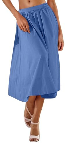Gonne midi casual da donna, eleganti gonne in vita alta elasticizzata per le donne UK Flowy Swing A Line Gonna lunga estiva vacanze quotidiane da indossare tutti i giorni i tuoi ordini