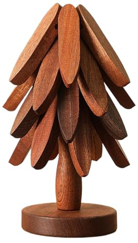 Dessous De Plat en Bois en Forme d'arbre, Trivet en Bois Arbre Anti Dérapants sous Verres en Forme D'Arbres Pliable pour Cuisinière, Tasses, Théière, Bols