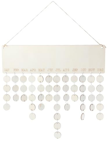 Alipis Set Calendario di Compleanno in Legno Fai da Te Ciondolo da Appendere Decorazione da Parete Creativa per Promemoria di Eventi Familiari Lavagna Decorativa Resistente Design a