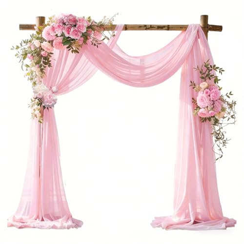yolzhxe Cortina de Boda, 75 x 800 cm Tela de Tul Rosa Romantica