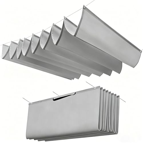 Vela Parasole A Onda Retrattile, Esterno Impermeabile Copertura Pergola A Baldacchino,vela a onda regolabile e arrotolabile. ideale per terrazze, cortili, verande e gazebo-light gray||50x200cm