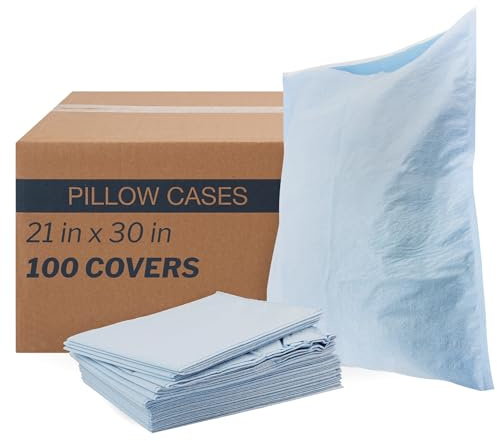 McKesson Disposable Pillow Case Covers Bulk Pillowcase, Single-Use for Medical Hospital Travel, Standard Size, Blue, 21 in x 30 in (100)