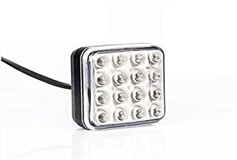 JJ Feu De Recul Arriere Blanc Carre 16 Led E9 Haute Puissance Pour Tracteur Remorque Caravane Bus Camion Vtt Hors Route Poids Lourd