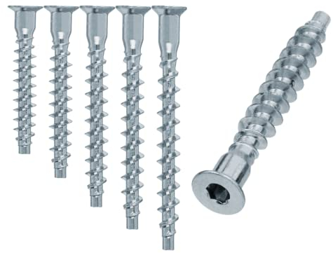 HMH-Shop Confirmat Schrauben 5x30 / 5x40 / 5x50 / 5x70 / 6,4x50 / 6,4x60 / 7x35 / 7x40 / 7x50 / 7x60 / 7x70 mm Möbelverbinder Möbelschrauben Holzschrauben (20, 6,4x50mm)