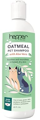 Hepper Oatmeal Shampoo for Dogs, Cats and Other Pets - All Natural Pet Shampoo: No Dog Soap, Cat Soap or Pet Soap - Dog Shampoo Sensitive Skin, Dog Dry Skin, Dog Itchy Skin Treatment -Cucumber & Aloe