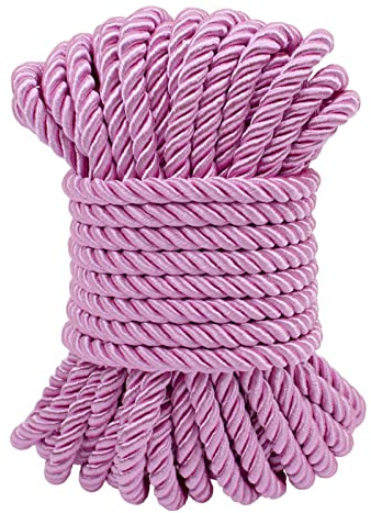LEREATI Pink Twisted Cord Rope 7mm x 10m, 3-Ply Polyester Cord Soft Craft Rope Satin Cord Trim, Decorative Twisted Macrame Cord for DIY Craft Curtain Tieback Honor Cord Gift Bags Home Decor